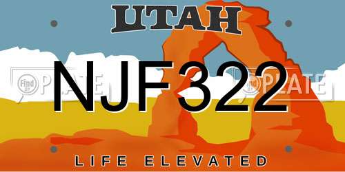 NJF322 Utah License Plate