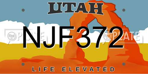 NJF372 Utah License Plate