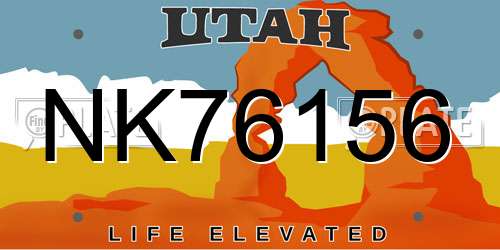 NK76156 Utah License Plate