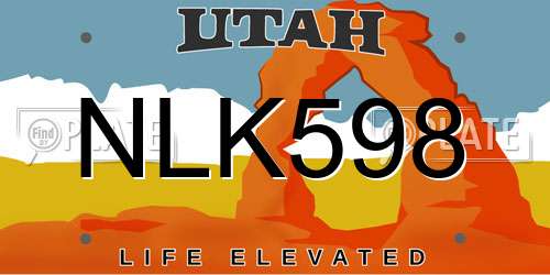 NLK598 Utah License Plate