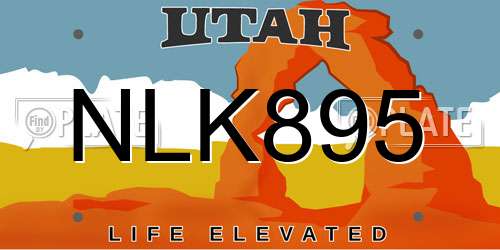 NLK895 Utah License Plate