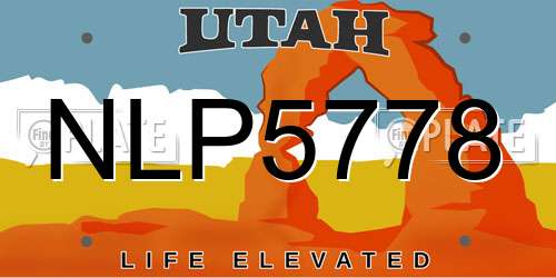 NLP5778 Utah License Plate