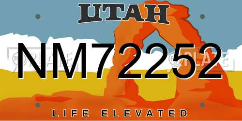 NM72252 Utah License Plate