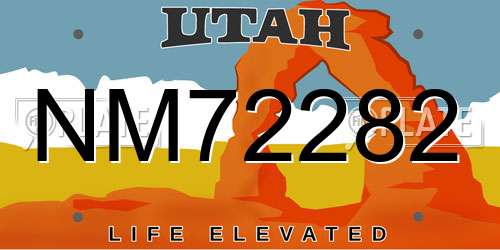 NM72282 Utah License Plate