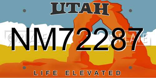 NM72287 Utah License Plate