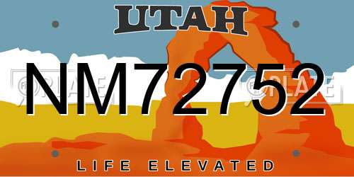 NM72752 Utah License Plate