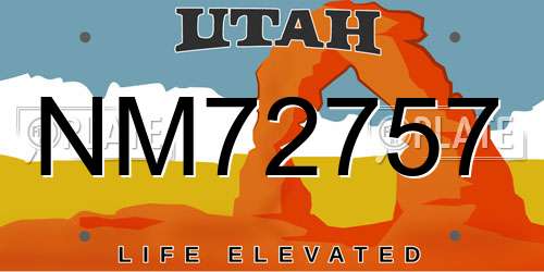 NM72757 Utah License Plate