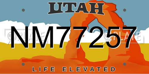 NM77257 Utah License Plate