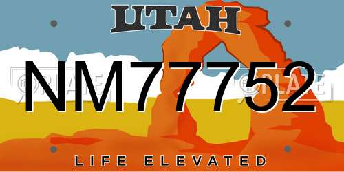 NM77752 Utah License Plate