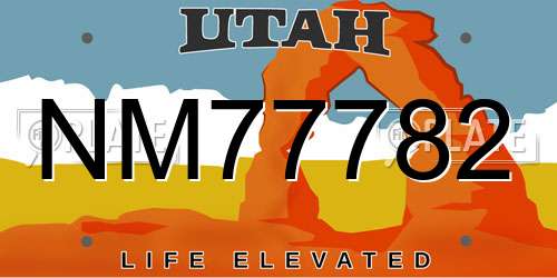 NM77782 Utah License Plate