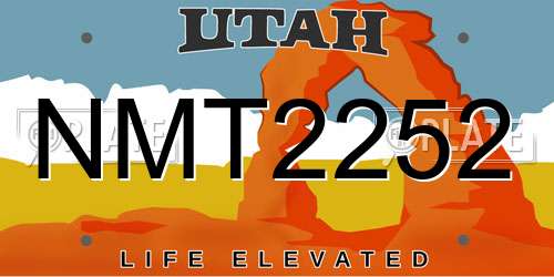 NMT2252 Utah License Plate