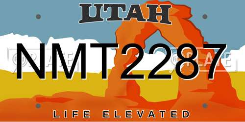 NMT2287 Utah License Plate
