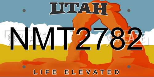 NMT2782 Utah License Plate