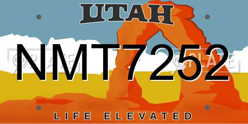 NMT7252 Utah License Plate