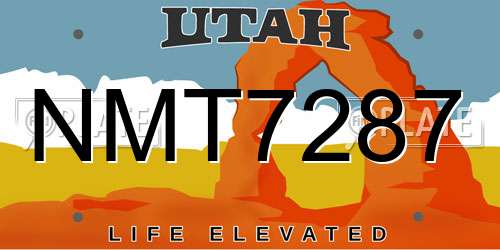 NMT7287 Utah License Plate