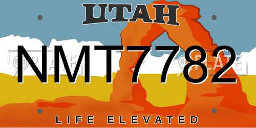 NMT7782 Utah License Plate