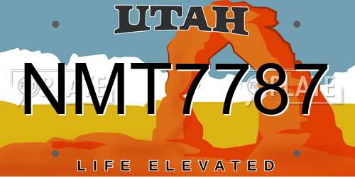 NMT7787 Utah License Plate