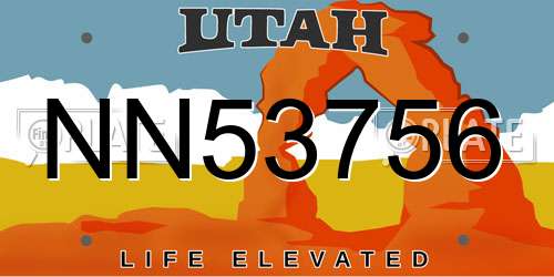 NN53756 Utah License Plate
