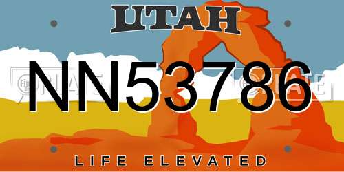 NN53786 Utah License Plate