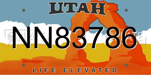 NN83786 Utah License Plate