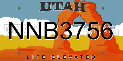 NNB3756 Utah License Plate