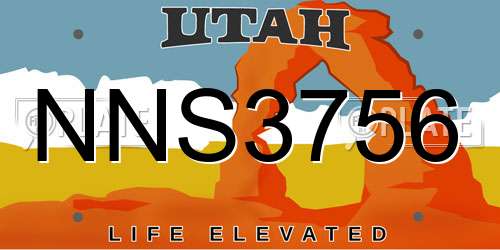 NNS3756 Utah License Plate