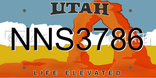 NNS3786 Utah License Plate