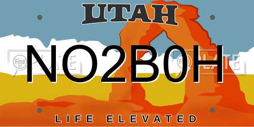 NO2B0H Utah License Plate