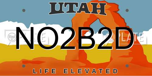 NO2B2D Utah License Plate