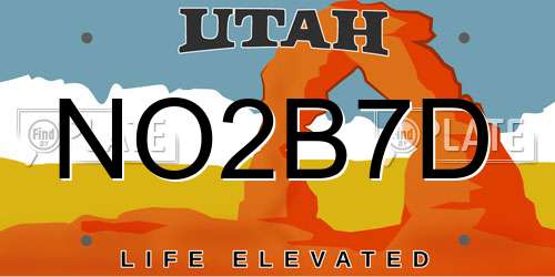 NO2B7D Utah License Plate