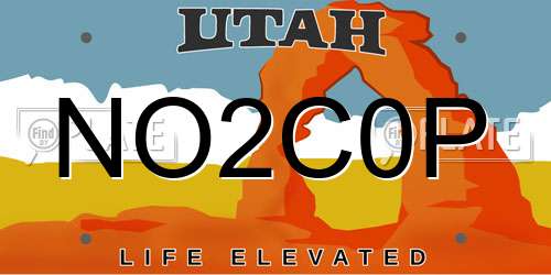 NO2C0P Utah License Plate