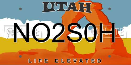 NO2S0H Utah License Plate