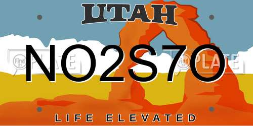 NO2S7O Utah License Plate