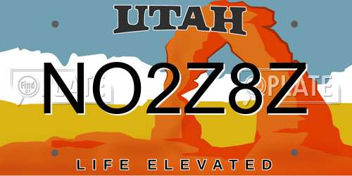 NO2Z8Z Utah License Plate
