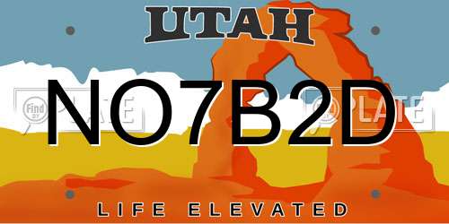 NO7B2D Utah License Plate