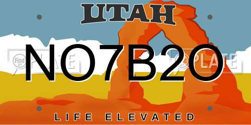 NO7B2O Utah License Plate