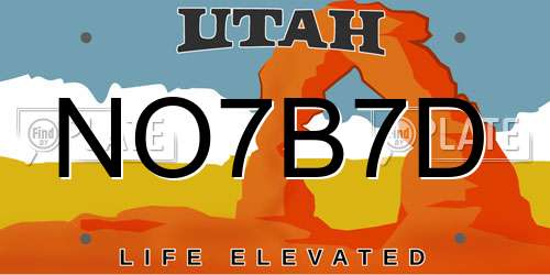 NO7B7D Utah License Plate