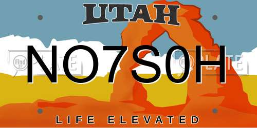 NO7S0H Utah License Plate
