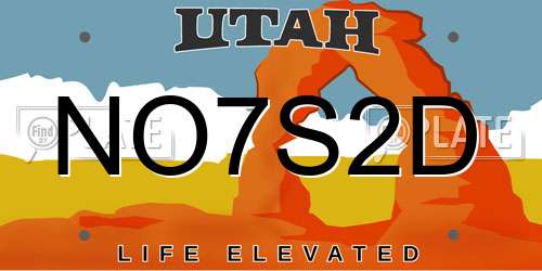NO7S2D Utah License Plate