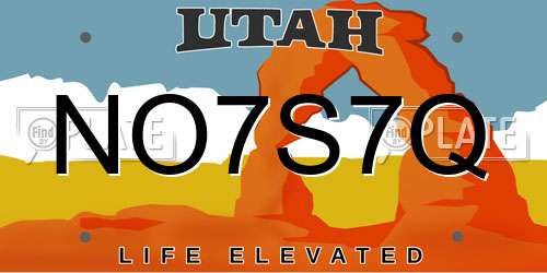 NO7S7Q Utah License Plate