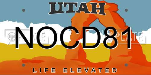 NOCD81 Utah License Plate
