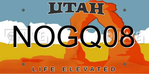 NOGQ08 Utah License Plate
