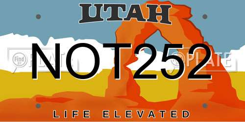 NOT252 Utah License Plate