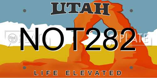 NOT282 Utah License Plate