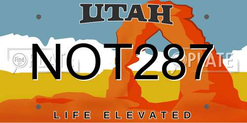 NOT287 Utah License Plate