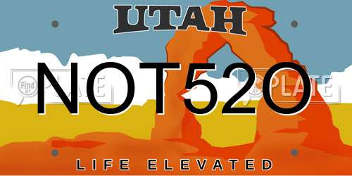 NOT52O Utah License Plate