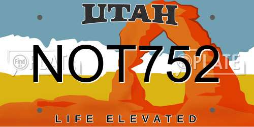 NOT752 Utah License Plate