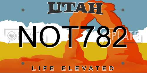 NOT782 Utah License Plate