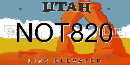 NOT820 Utah License Plate