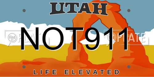 NOT911 Utah License Plate